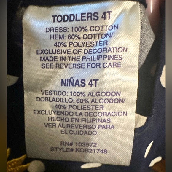 Blueberi boulevard dress navy w/polka dots & sunflower details - girl’s 4T - Picture 6 of 10